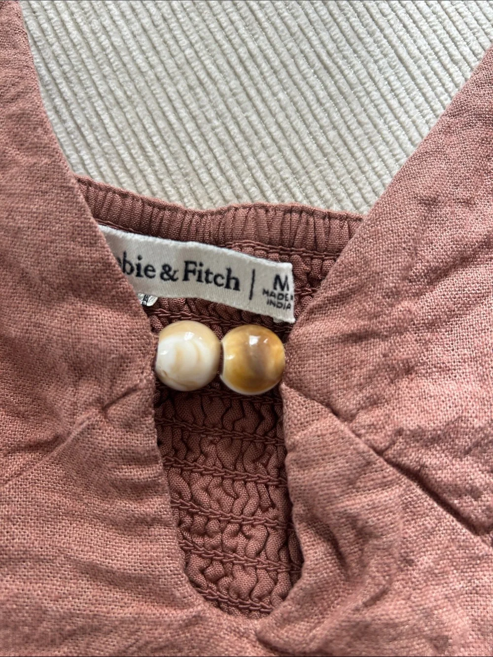 Women's Brown Linen-Cotton V-Neck Cami Top